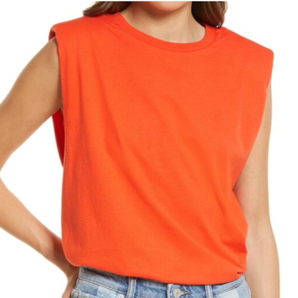 Women's Allsaints Coni Shoulder Pad Cotton Sleeveless Muscle T-Shirt